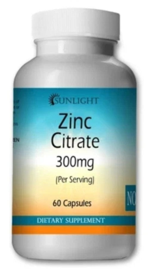 Zinc Citrate 300mg – 60 Caps | Pure Zinc Form – Premium USA Made – Ships Free