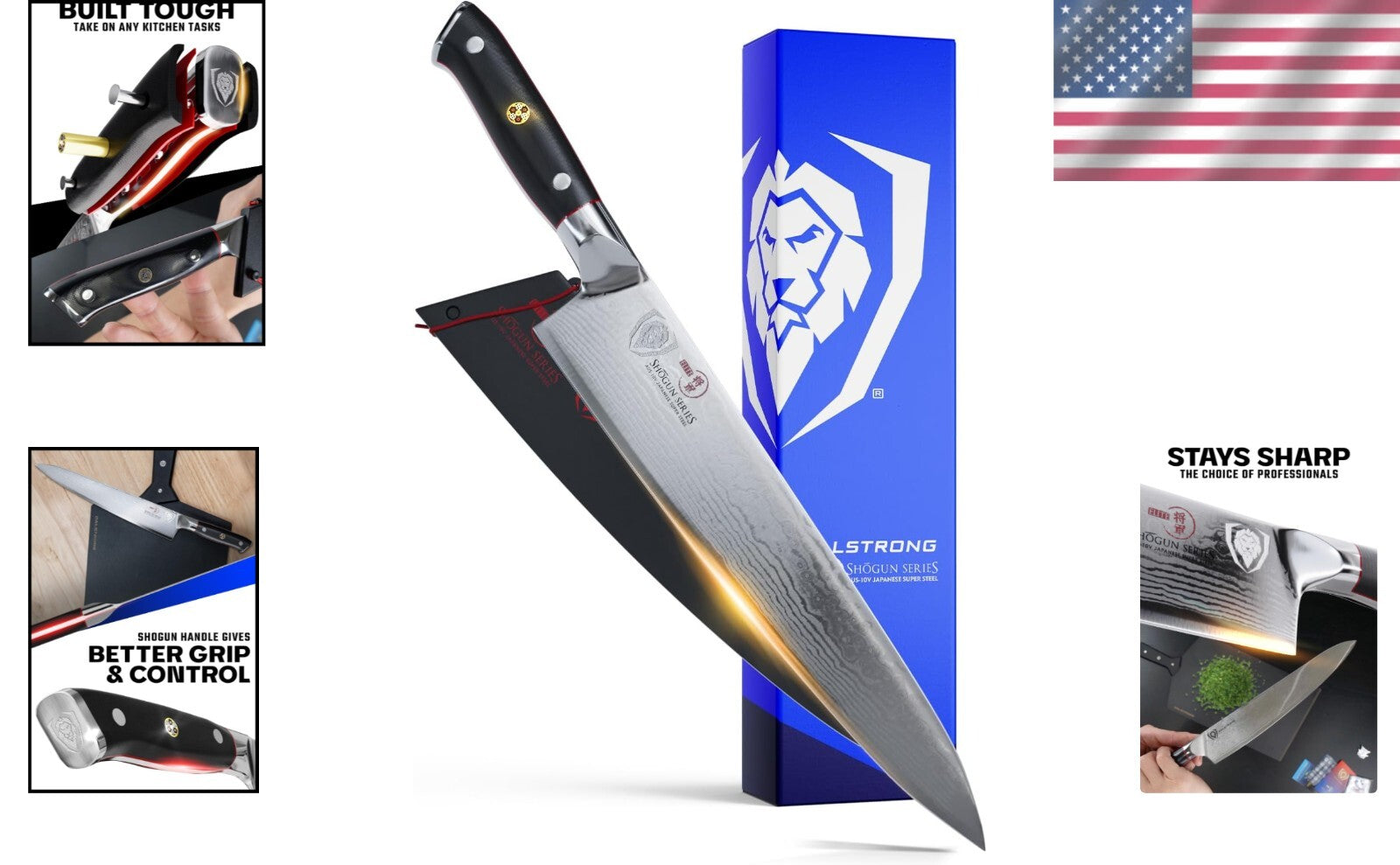 Damascus 9.5" Chef Knife - Lightweight AUS-10V Steel with Elegant Black Handle