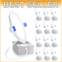 Load image into Gallery viewer, IC Rated 12-Pack 6 Inch LED Recessed Ceiling Lights - Damp Rated Quality