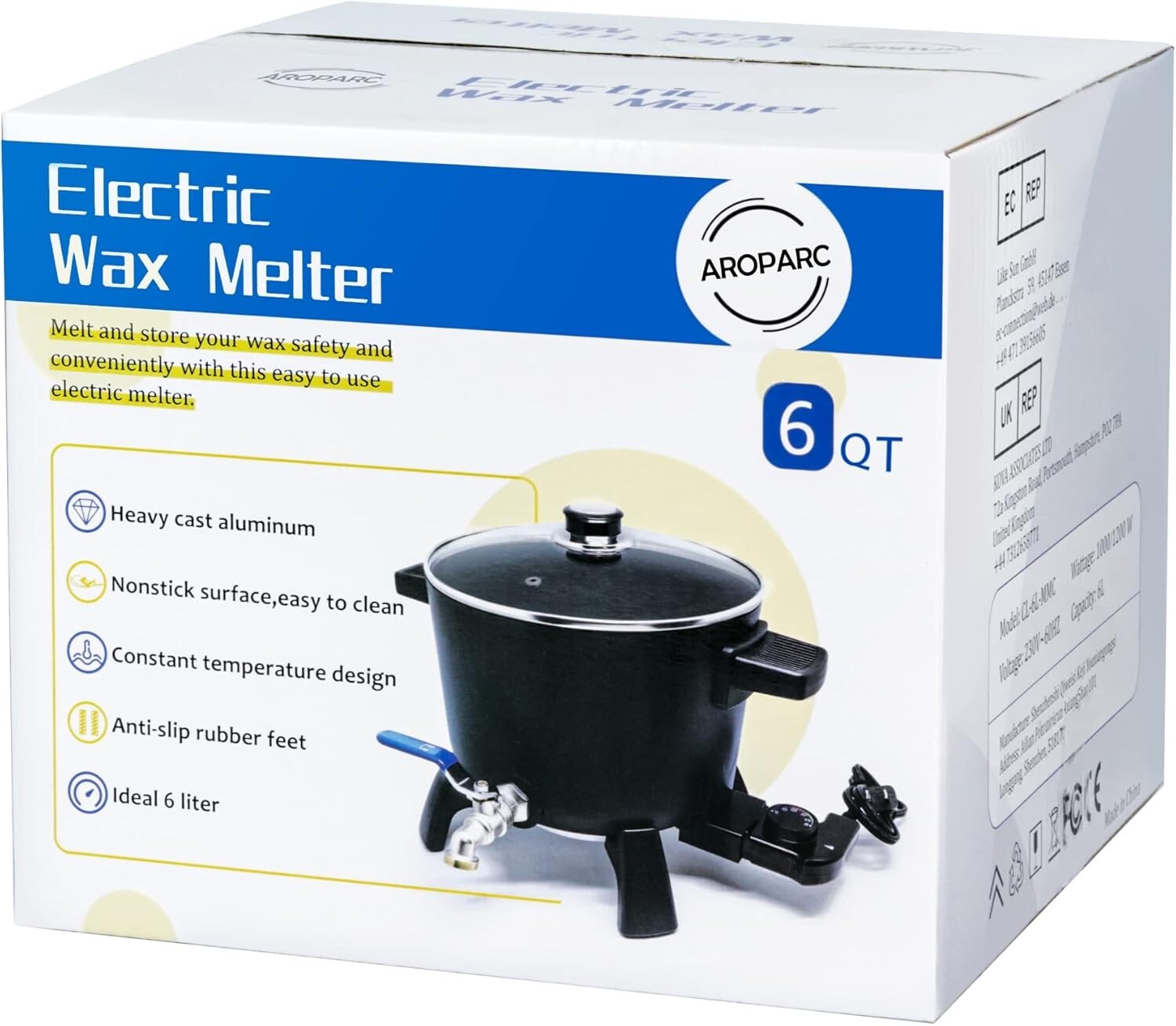 Fast Heating Candle Wax Melting Pot - 6 Quart Capacity for Effortless Brewing
