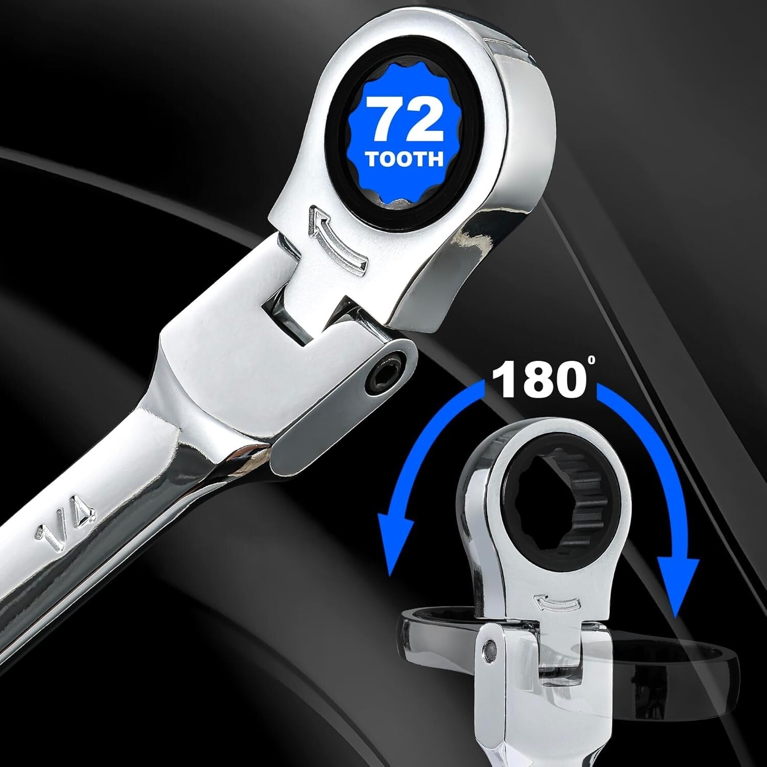 Professional 14-Piece Chrome Vanadium Ratcheting Wrench Set with Flex Head