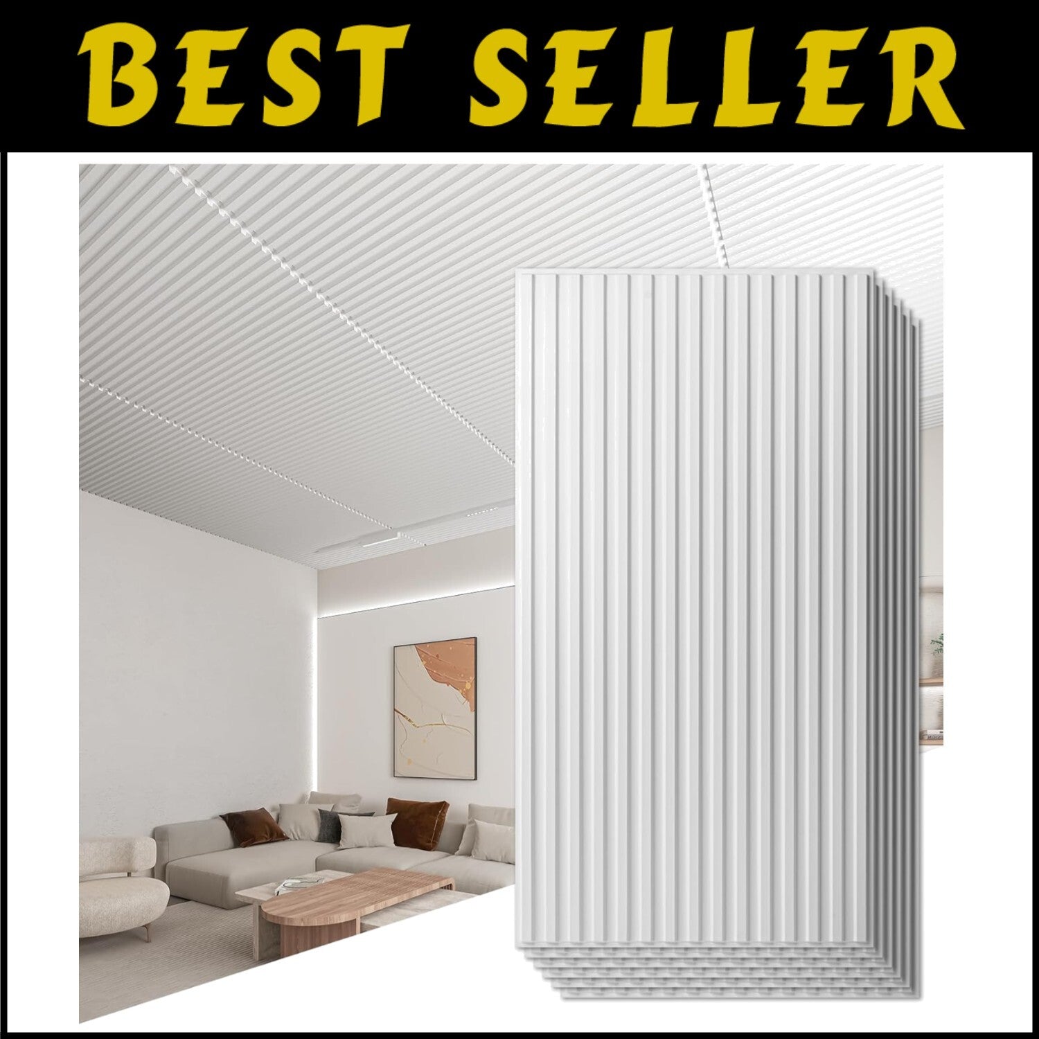 Versatile 24x48in 3D Slat PVC Wall Panels - 12 Packs for Stunning Interiors