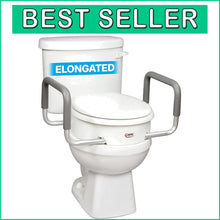 Load image into Gallery viewer, 3.5 Inch Raised Toilet Seat with Padded Handles for Elongated Toilets - Durable
