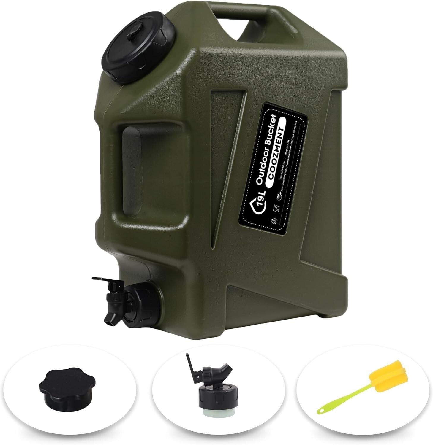 Lightweight 3.2/5 Gallon Water Container with Easy Dispensing Spout for Outdoors