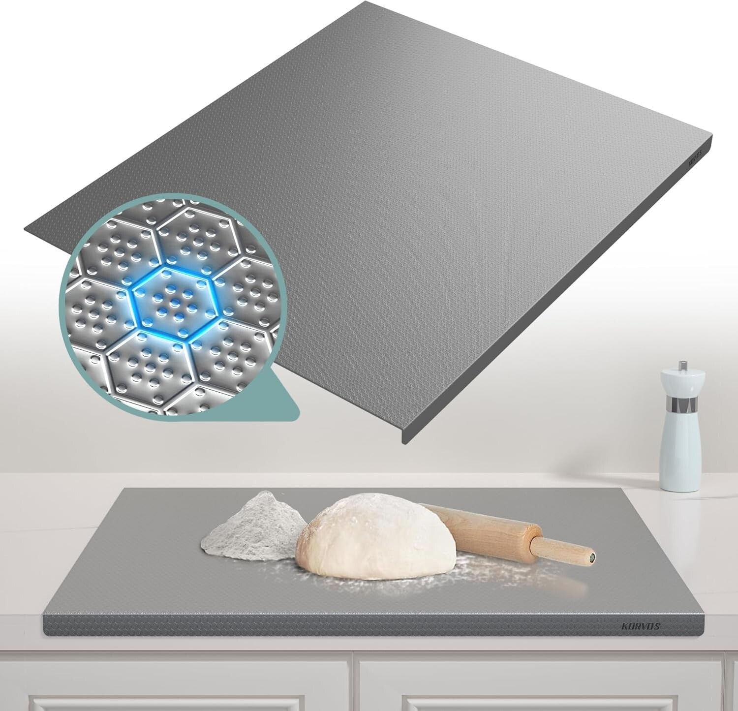 Large 23.62" x 19.68" 304 Stainless Steel Cutting Board - Heavy Duty & Non-Slip