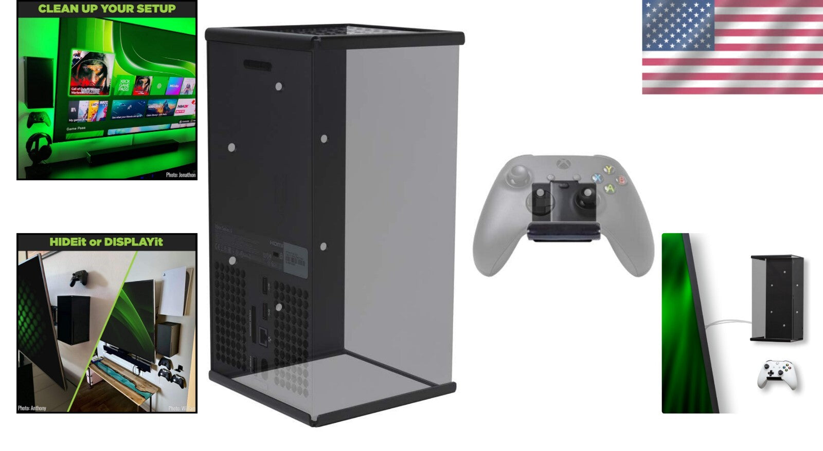 Sleek Wall Mount for Xbox Series X - Durable Steel & Controller Holder Bundle