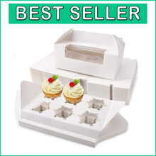 Load image into Gallery viewer, Compact 50pcs Cupcake Boxes with Clear Window - Easy Assembly for Every Occasion