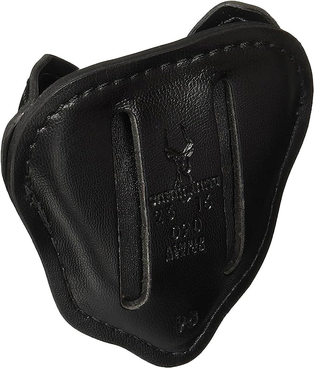 Open Top Handcuff Case for Duty Belt - Durable Black Leather Utility Holder