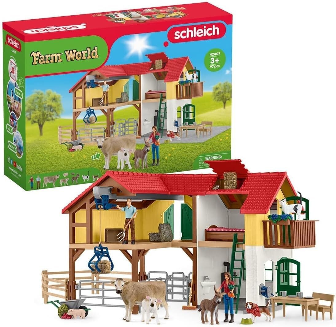 97-Piece Large Farmhouse Playset with Animals & Accessories for Imaginative Play