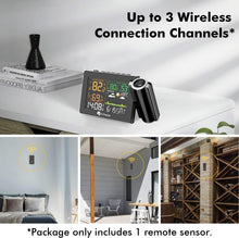 Load image into Gallery viewer, 180° Adjustable Projection Alarm Clock with Wireless Temperature Monitor