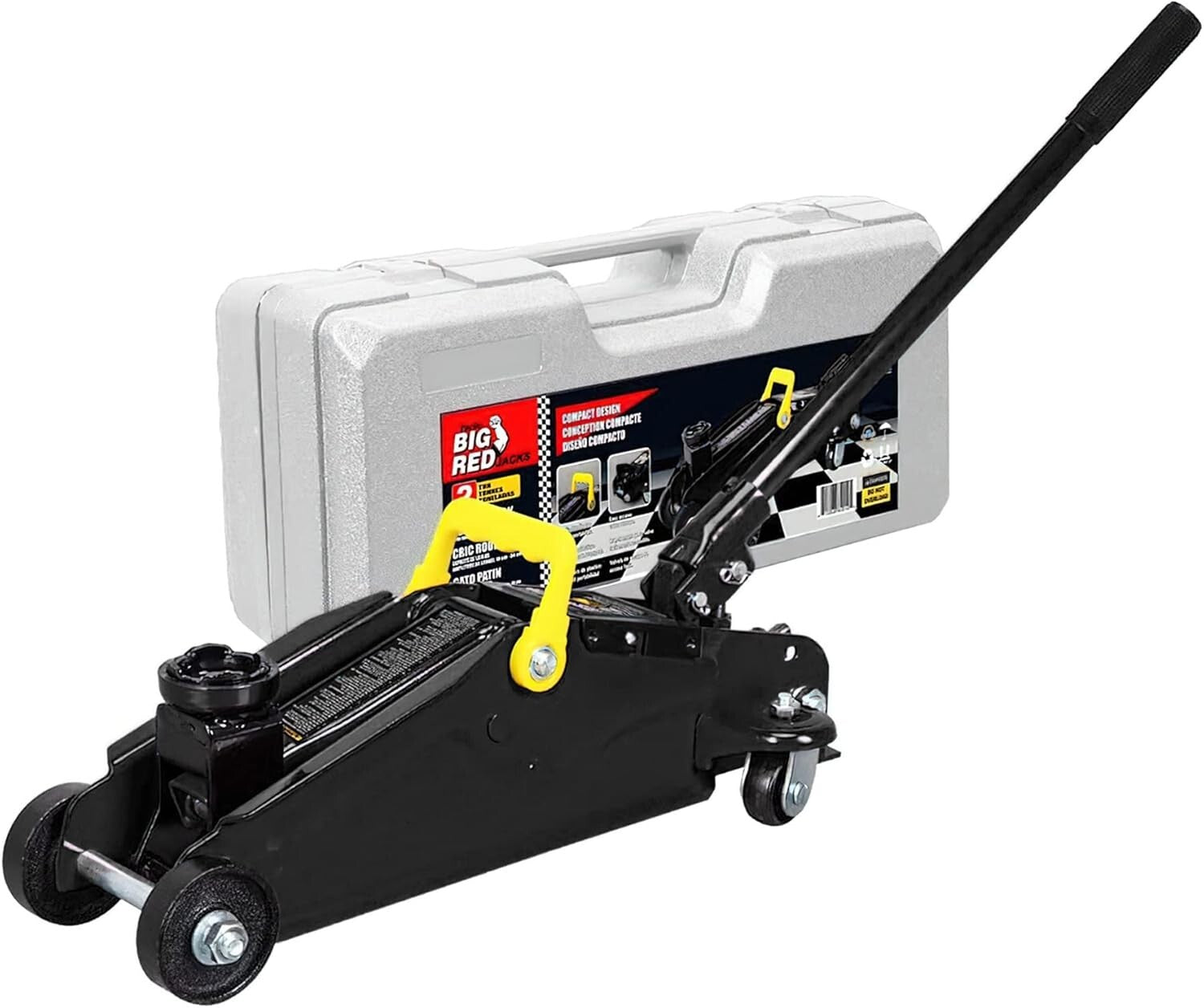 Premium 2 Ton Hydraulic Trolley Floor Jack with Safety Bypass and Carrying Case