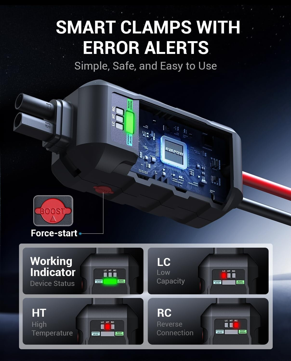 6000A Lightweight Jump Starter with USB Quick Charge & LED Light - All Vehicles