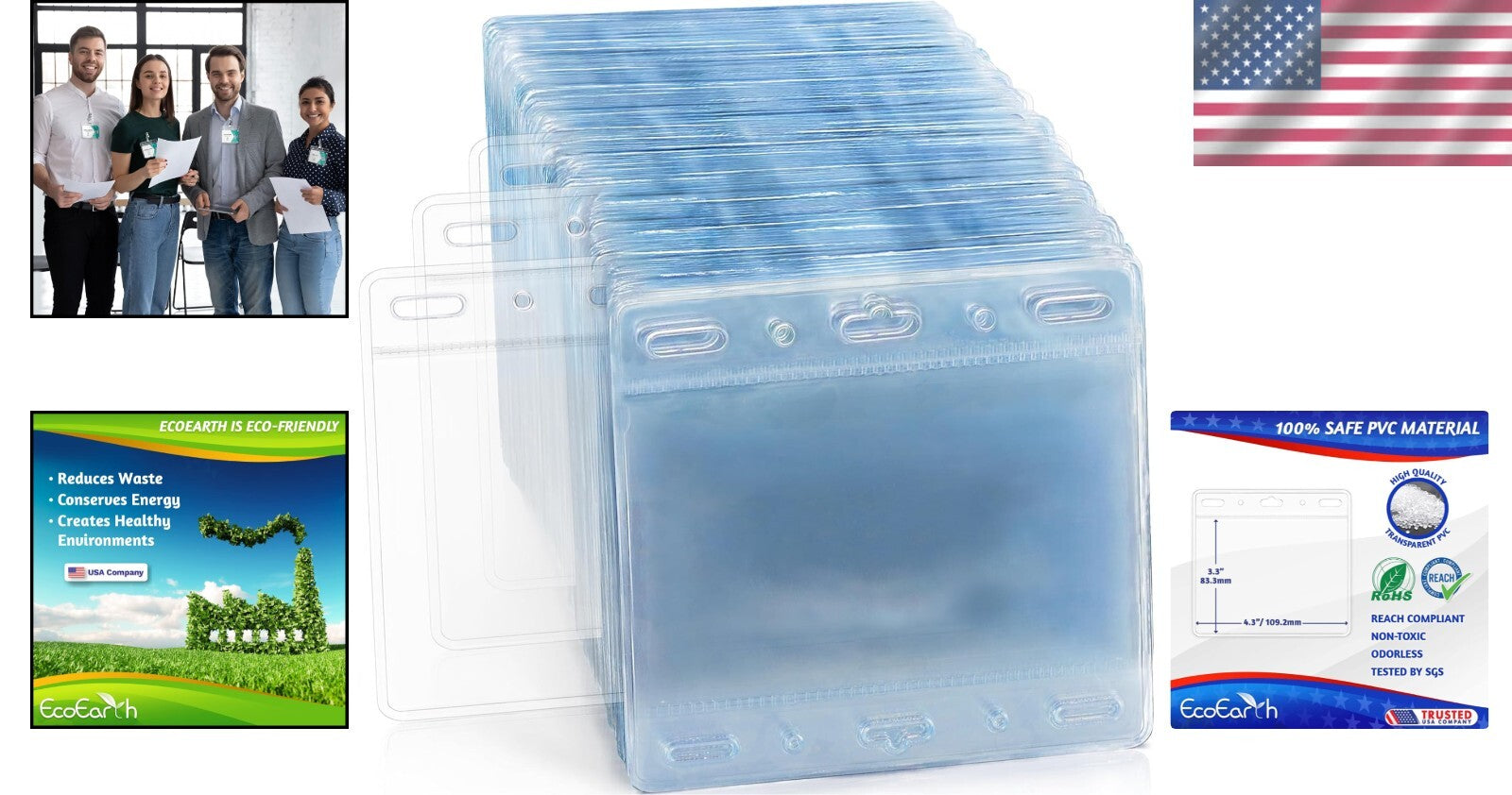 Large 1000 Pack Horizontal Card Protectors - Secure 4x3 ID Holder Pouches