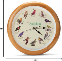Load image into Gallery viewer, Educational Singing Bird Wall Clock with Light Sensor - 13 Inch Oak Frame