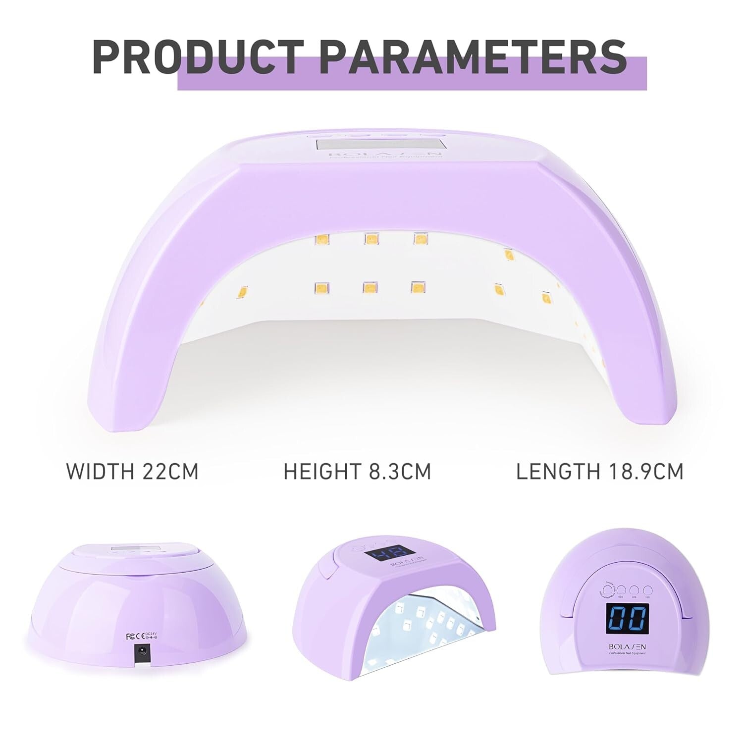 Purple 80W UV Nail Lamp with Removable Metal Base - Ideal for Home & Salon