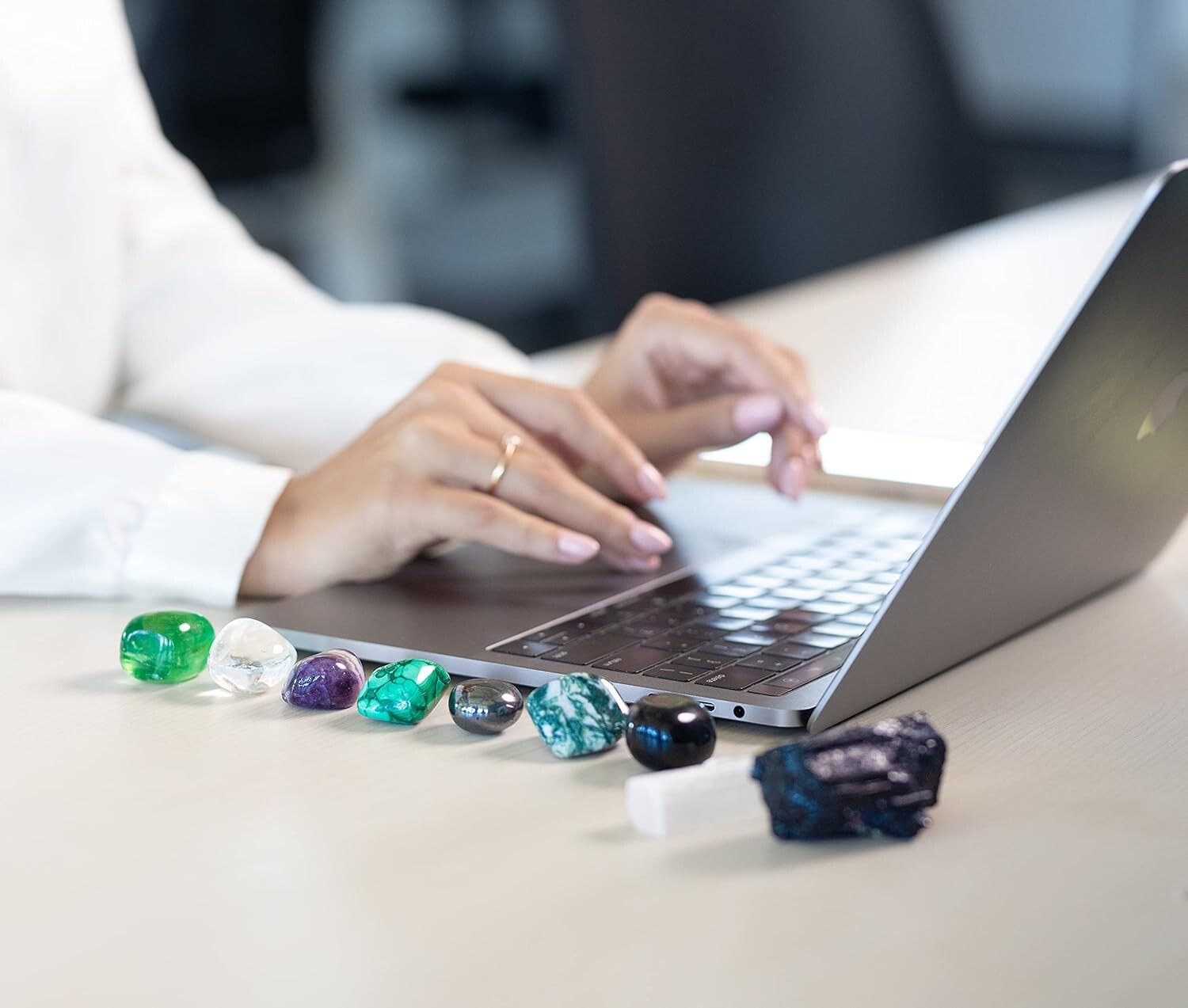 7 High-Grade Healing Stones with Wooden Display Box & Info Guide - Perfect Gift