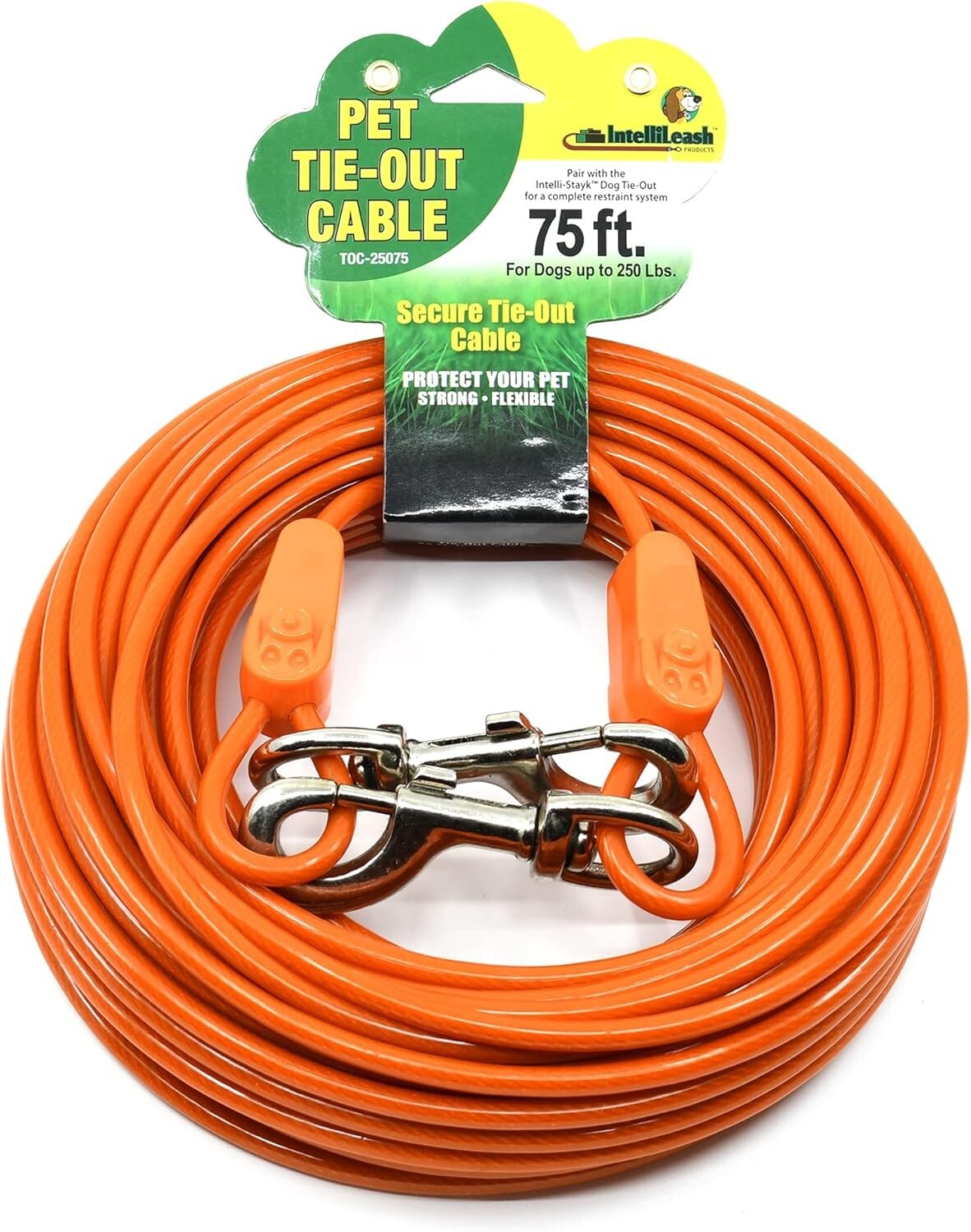 Heavy-Duty 70FT Dog Runner Cable with PVC Coating - Supports Dogs Up to 250 Lbs
