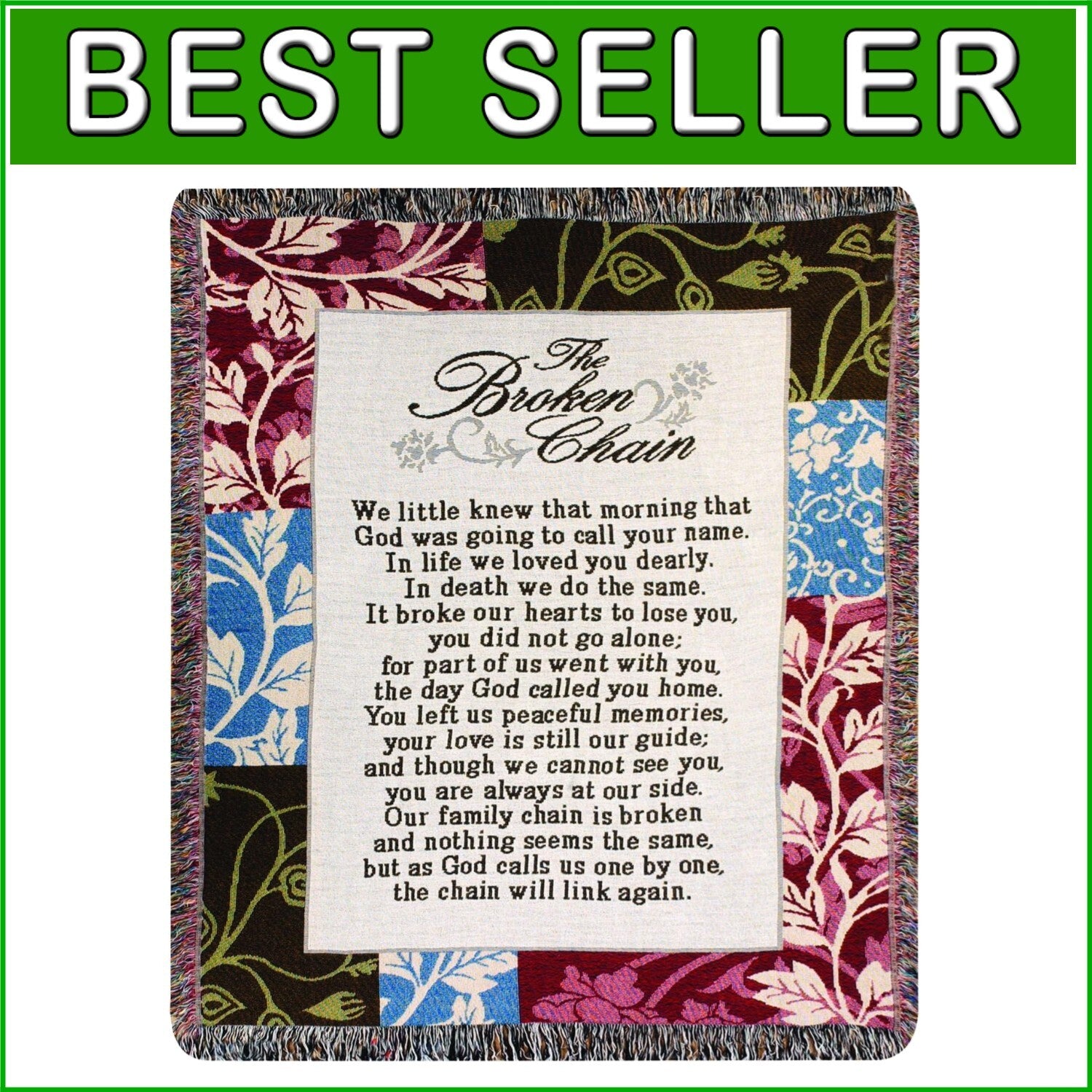 50x60-Inch Floral Tapestry Throw with Christian Poem - Comforting Memorial Gift