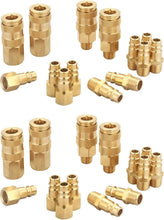 Load image into Gallery viewer, V Style 1/4 NPT Air Coupler &amp; Plug Kit - 28 Piece Brass Set for Heavy Duty Use