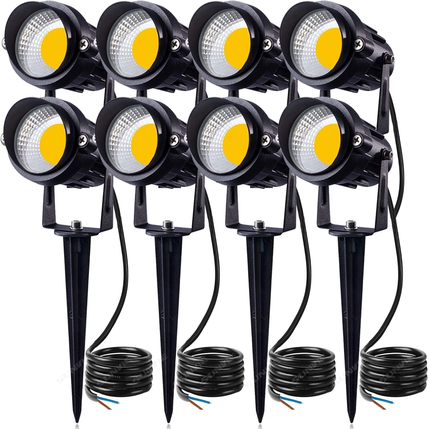 8-Pack Modern Round Waterproof Pathway Lights with 900 Lumens Brightness