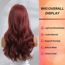 Load image into Gallery viewer, Natural-Looking Dark Red Synthetic Wig - Ideal for Everyday &amp; Events