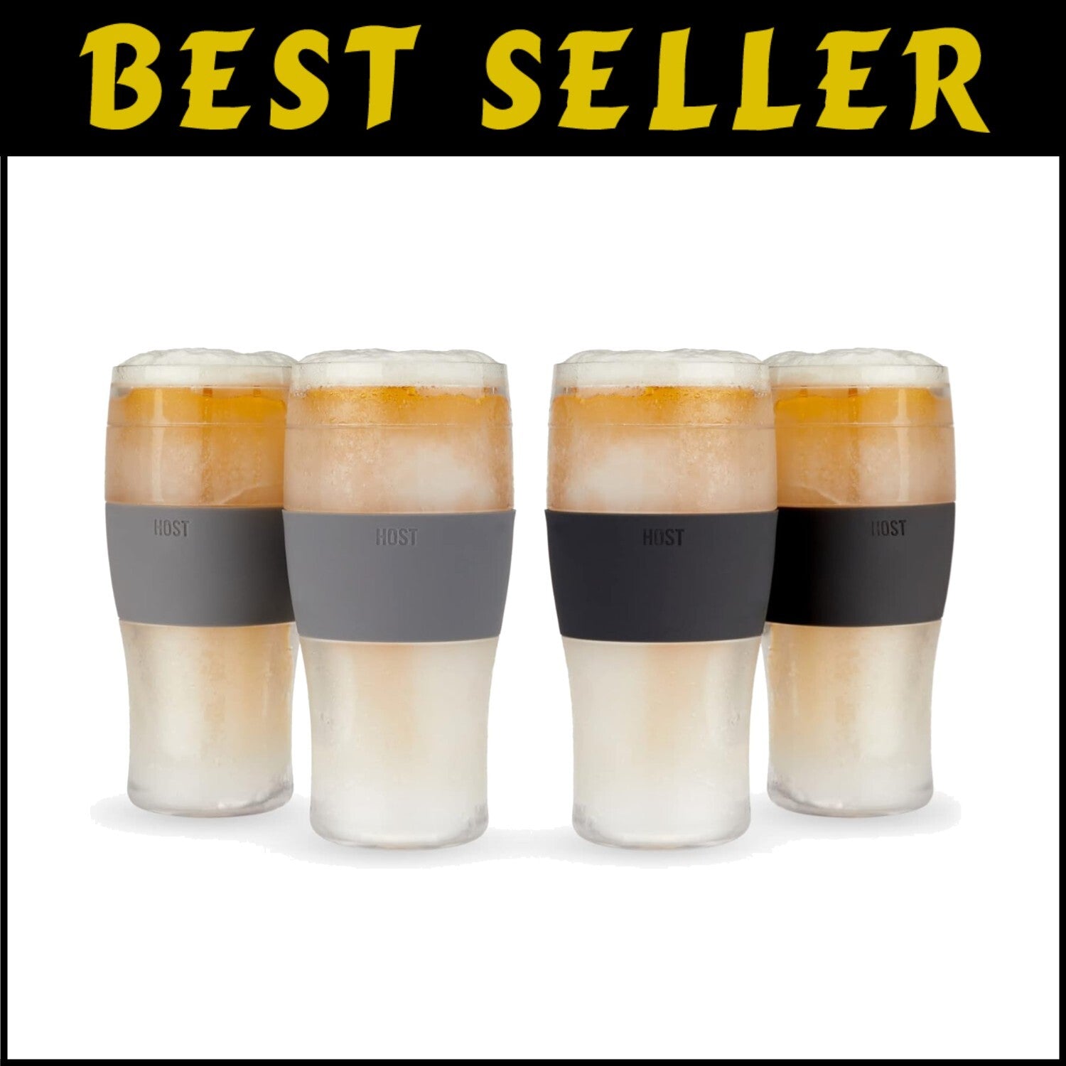 Innovative 16oz Beer Glass Set with Silicone Grip - Ideal Gift for Beer Lovers
