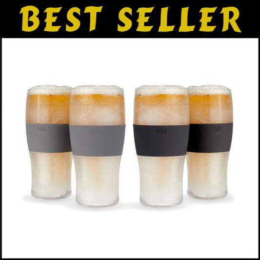 Innovative 16oz Beer Glass Set with Silicone Grip - Ideal Gift for Beer Lovers