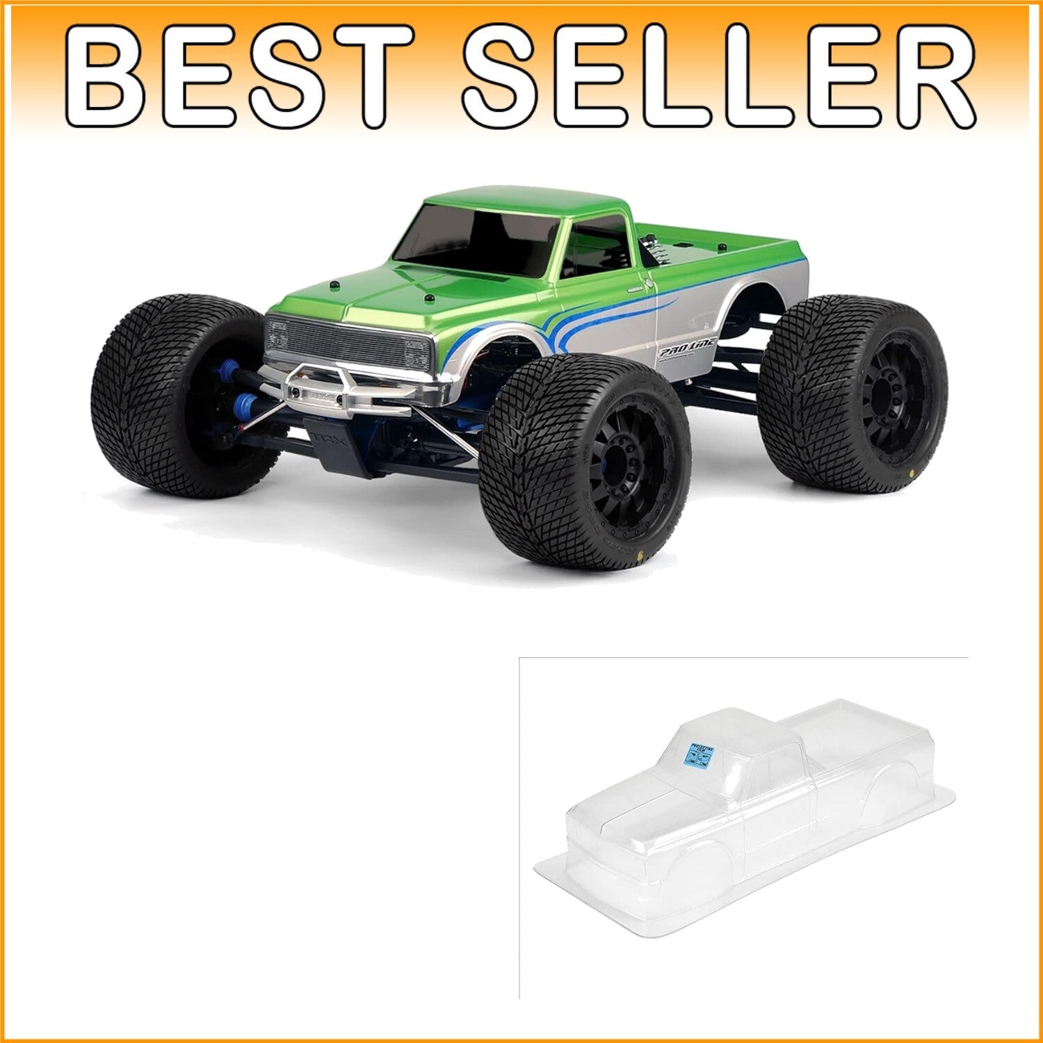 Customizable 1972 Chevy C10 RC Truck Body - Includes Decals & Overspray Film
