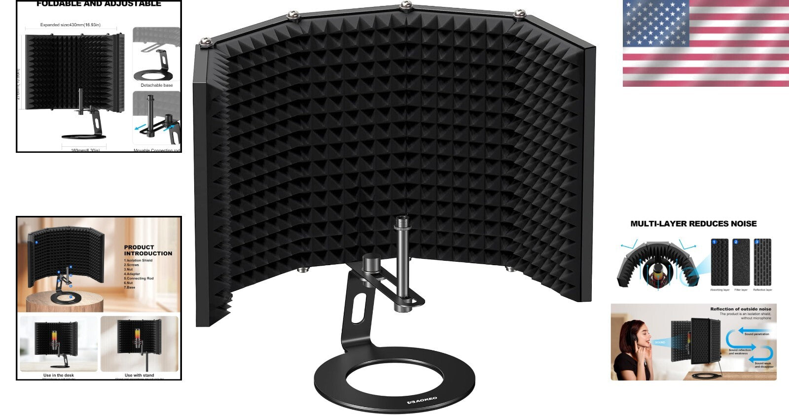 Professional Acoustic Foam Mic Shield - Portable, Lightweight, Easy to Install