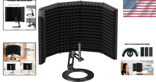 Professional Acoustic Foam Mic Shield - Portable, Lightweight, Easy to Install