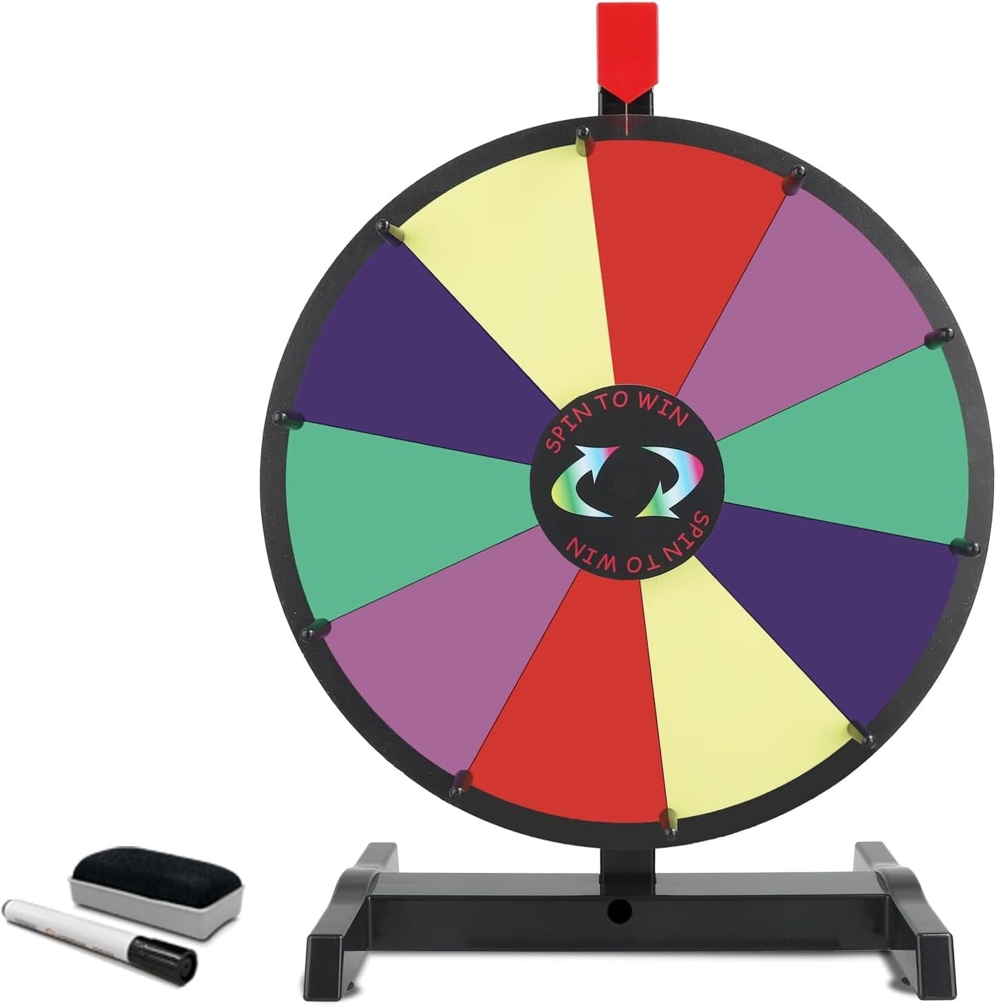 Vibrant 15" Tabletop Prize Wheel with Slip-Resistant Base & Erasable Surface