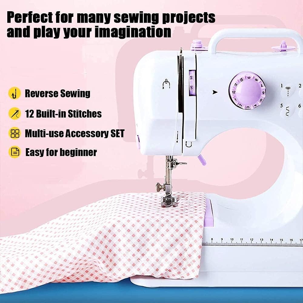 Versatile Mini Sewing Machine with 12 Built-In Stitches & Easy Threading Guide
