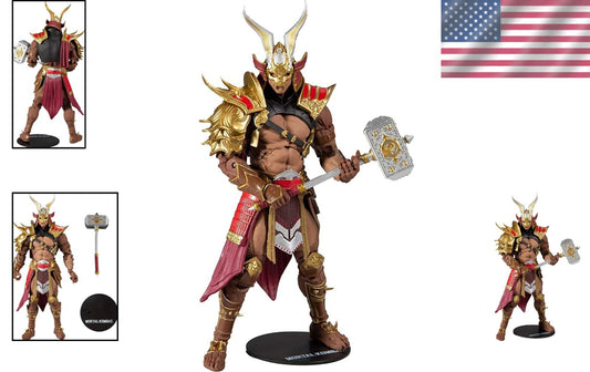 Collectible 7-Inch Shao Kahn Figure - Mortal Kombat Action Hero with Hammer
