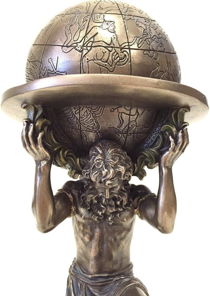 Freestanding 9 Inch Greek Titan Atlas Statue in Beautiful Matte Bronze Finish