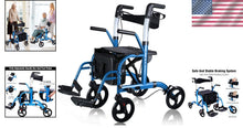 Load image into Gallery viewer, Compact Foldable 2-in-1 Senior Walker with Padded Seat &amp; Reversible Backrest