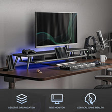 Load image into Gallery viewer, 42.5 Inch Ergonomic Dual Monitor Riser - Stylish Desktop Organizer with Storage
