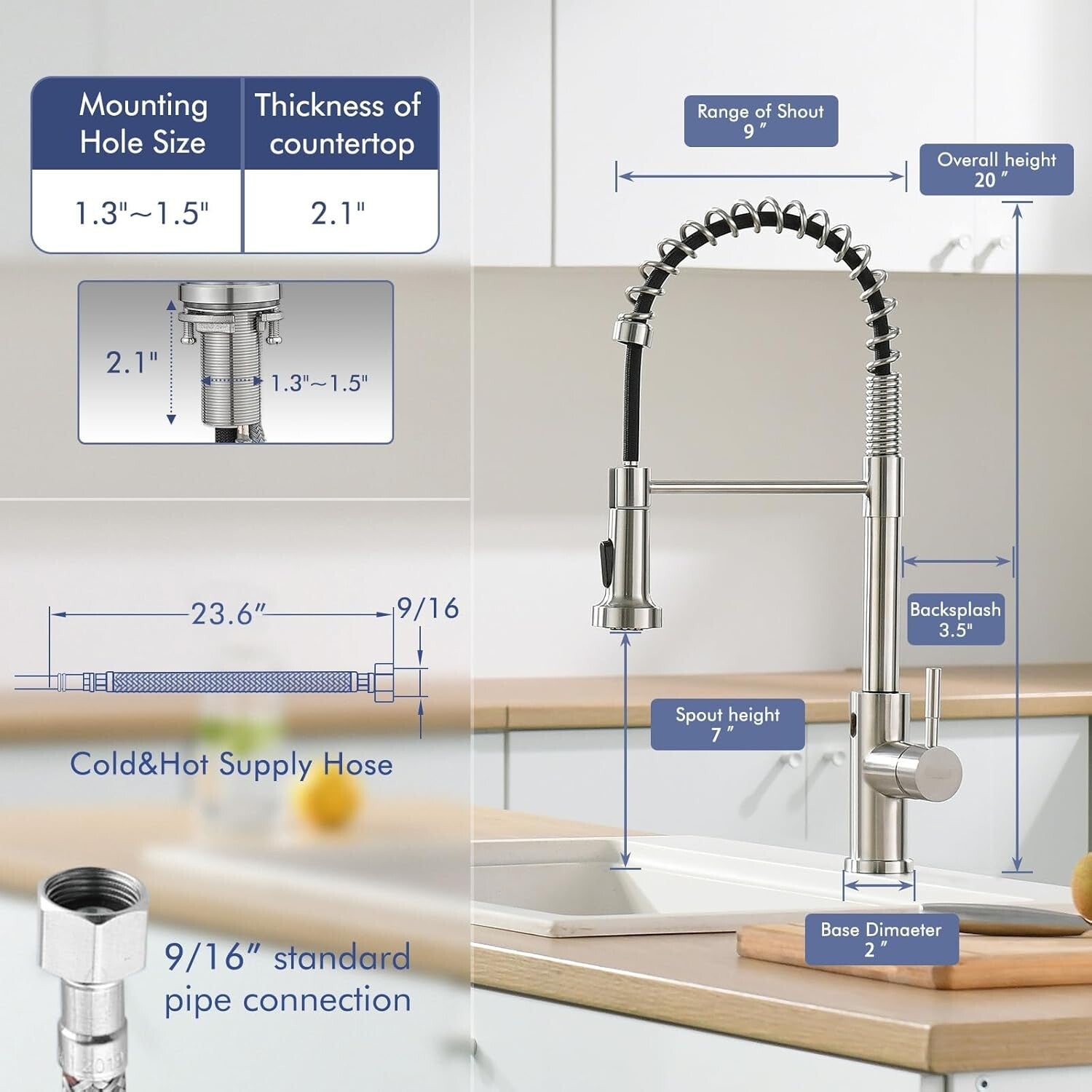 Brushed Nickel Touchless Kitchen Faucet with 360° Swivel and Pull Out Sprayer