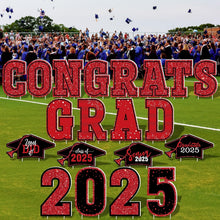 Load image into Gallery viewer, Premium Large Congrats Grad Yard Stakes - 20 PCS Graduation Celebration Kit