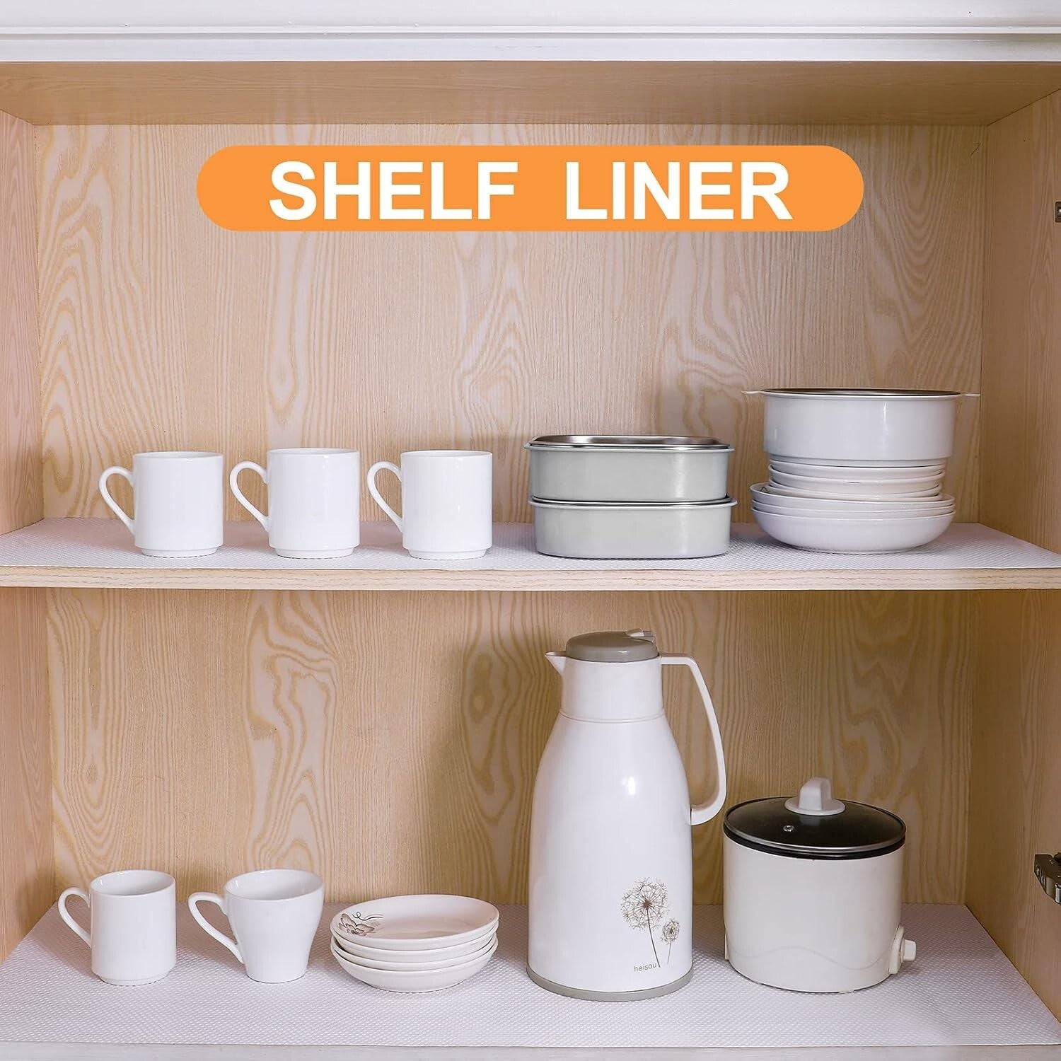 Easy-Cut White Shelf Liner 22" x 300" - Perfect for Cabinets and Drawers