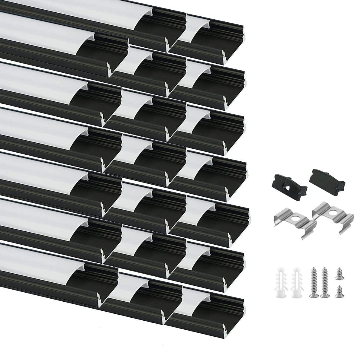 20-Pack Customizable 3.3Ft Black LED Aluminum Channels for Easy Installation