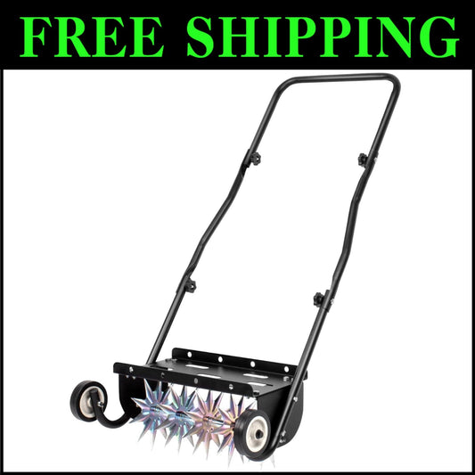 Durable 18-Inch Push Spike Aerator - Enhance Lawn Health with Steel Construction