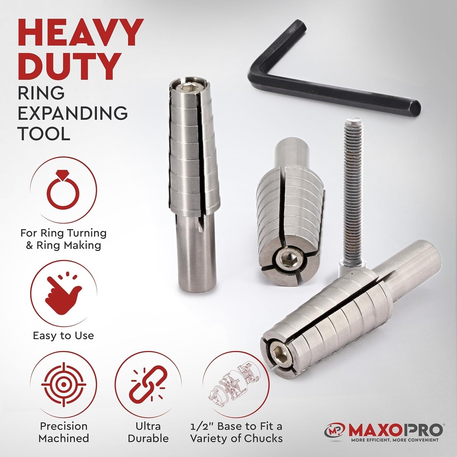 Durable Stainless Steel Ring Mandrel for Lathes - Sizes 11-14, Effortless Use
