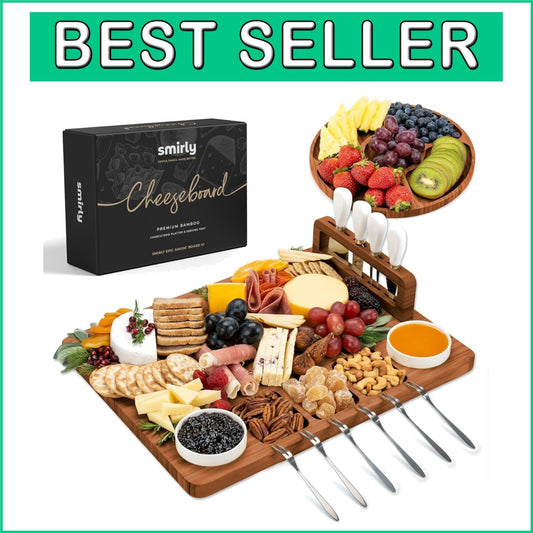 All-In-One Large Bamboo Charcuterie Board with Accessories for Effortless Dining