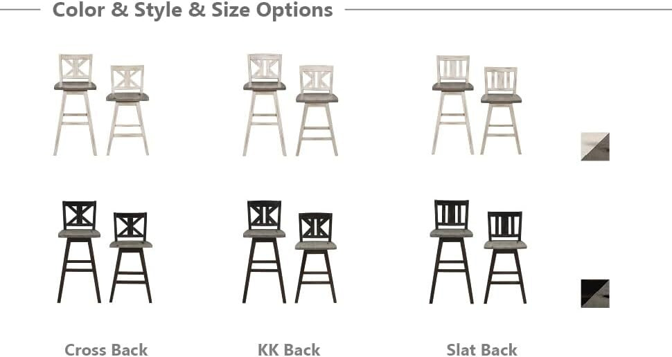 Elegant Black X-Back Swivel Bar Stools - Counter Height Set of 2 for Kitchen