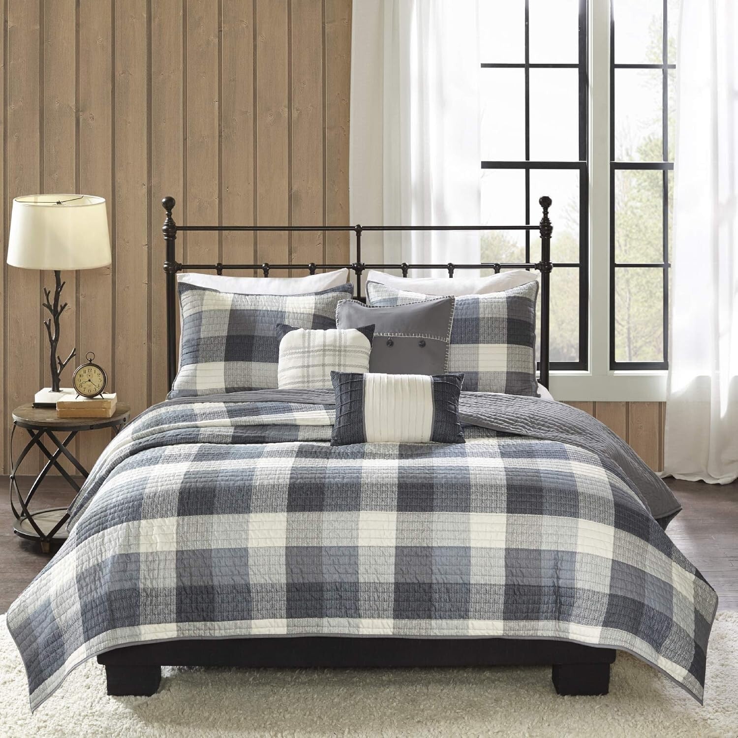 Cozy Buffalo Plaid Reversible Quilt Set with Decor Pillows - Full/Queen 6-Piece