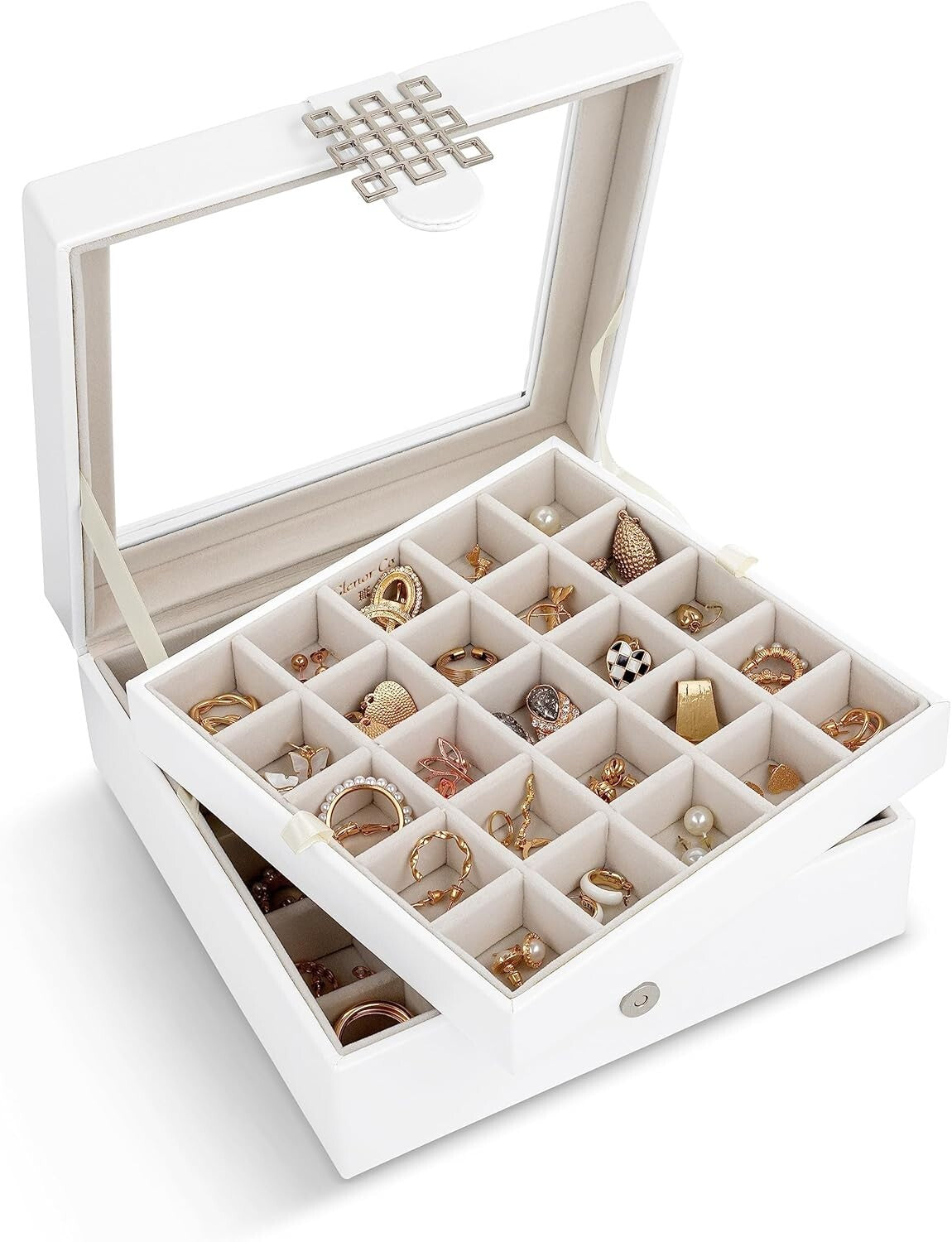 Elegant Earring Holder - 2 Layer Jewelry Box with 50 Compartments & Gift Box