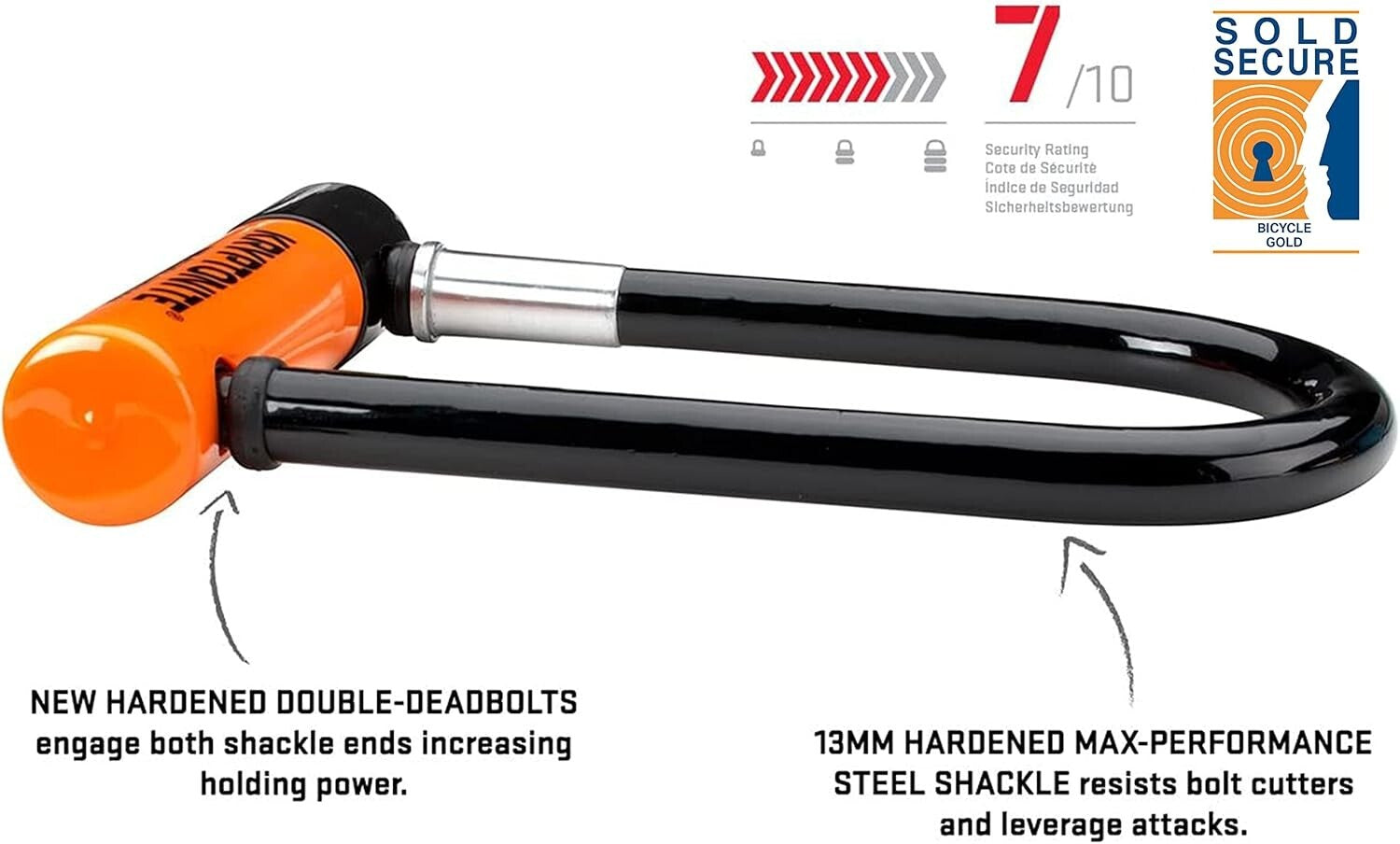13mm U-Lock with 4ft Security Cable & Ergonomic Keys - Durable Anti-Theft Lock