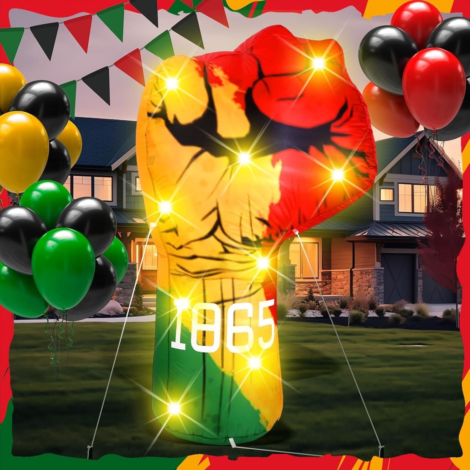 6ft LED Inflatable Freedom Fist Decoration - Perfect for Juneteenth Celebrations