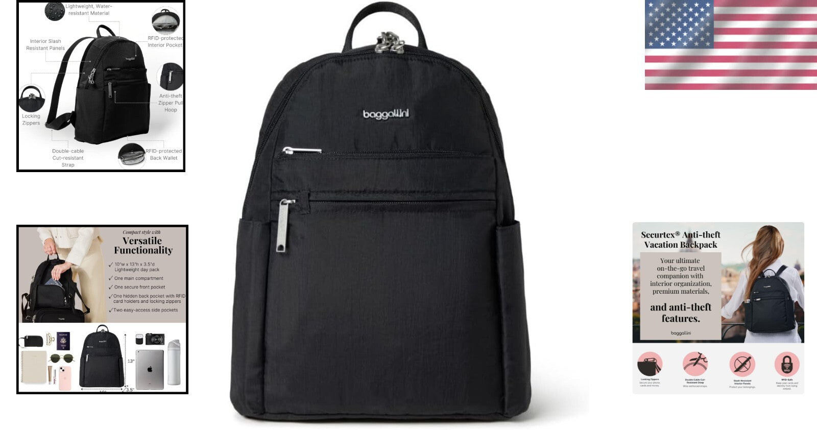 Versatile 7.5L Travel Backpack with Slash-Resistant Features and RFID Safety