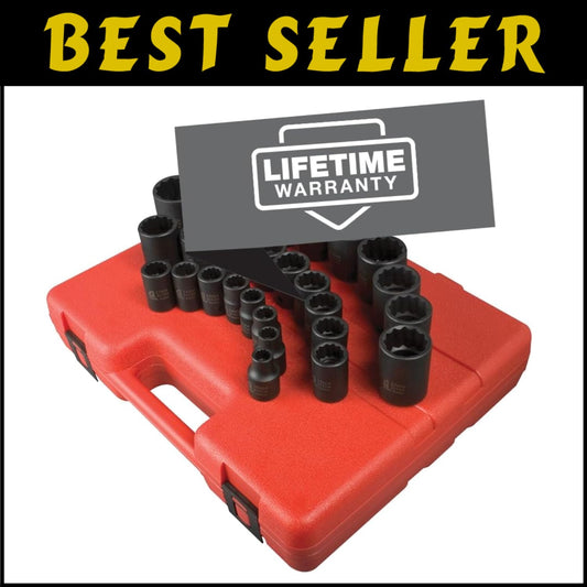 Cr-Mo Alloy Steel 26-Piece 1/2-Inch Metric Impact Socket Set with Storage Case